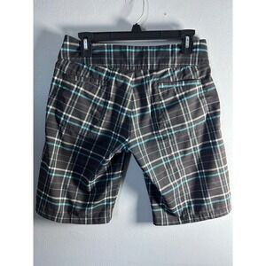 Oakley Board Shorts Womens 6 Grey Teal Plaid Swim Trunks Surf Shorts RN96548